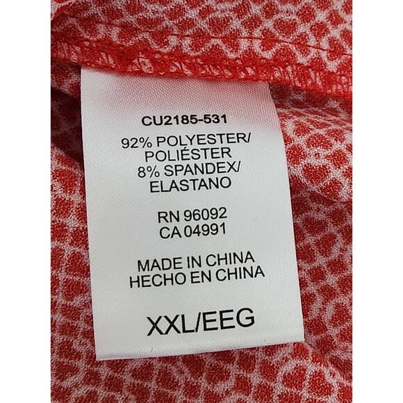 Hilary Radley Red White Geo Print Short Capped Sleeves XXL Plus Lightweight Soft - Picture 5 of 5